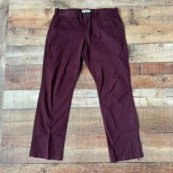 Express Men's Size 31x30" Slim Fit Finn Burgundy Chinos Dress Pants - Picture 1 of 9